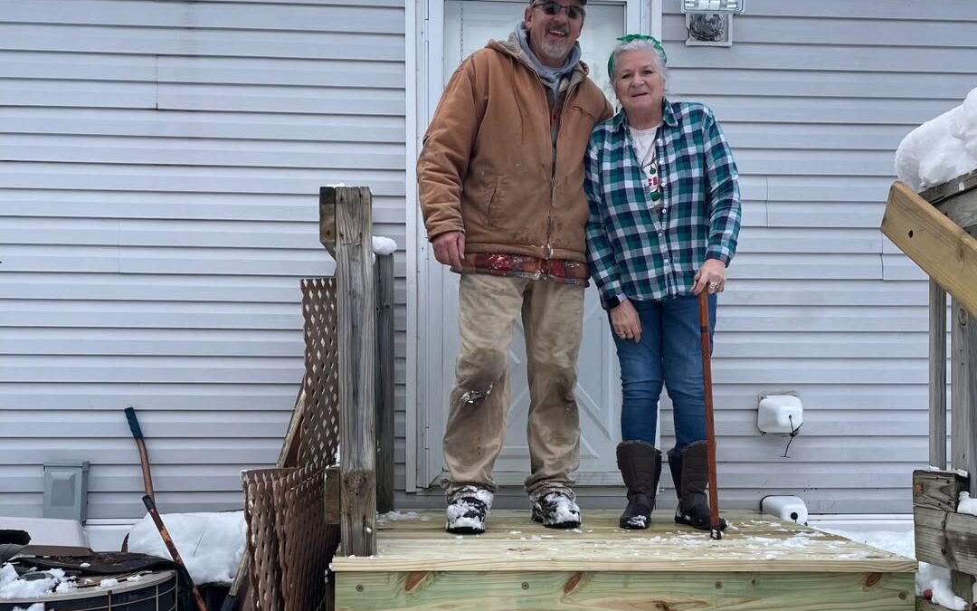 Senior Taking Care of Two Grandsons Gifted New Porch Steps